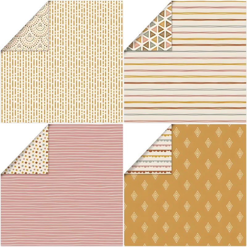 WLXTREE Boho Pattern Scrapbook Paper,24 Sheets 12 Designs Folded Flat Scrapbooking Paper Double Sided Colorful Decorative Craft Scrap Book Paper For Card Making Art Photo Album,12x12 Inch - Image 3